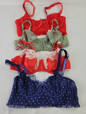 M&S Womens 4pcs Underwired Non Padded Bras Red Navy Khaki Green Size 36B NEW