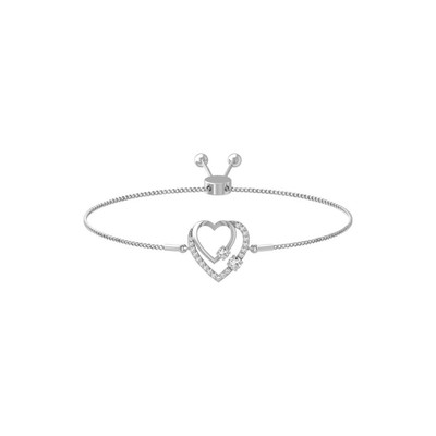 0,325 kt im Labor gezüchtetes Diamant Sterlingsilber Bolo Armband 9 Zoll Geschenk für Frauen 4 gm