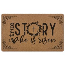Christian Easter Door Mat Doormat, He is Risen Bible Verse Welcome Front Door...