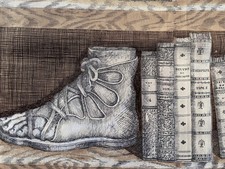 3 authentic RARE NEW Fornasetti big fabric samples “Libreria” with hangtag