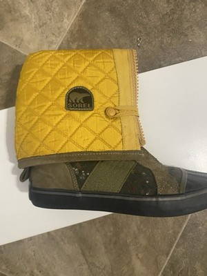 Sorel Sentry Boots Women s Size 6.5 Green Tall Speckled Felt Fold Over See Desc.