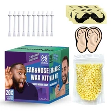 Nose and Ear Hair Removal Kit for Men and Women - 100g Wax for 20 Uses, Long-...