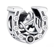 Charm Anhänger für Pandora Pferd, Reiten, Glück Hufeisen ,  925 Silber