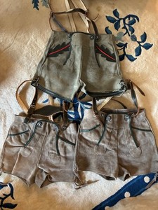 3 vintage German lederhosen child  shorts & suspenders
