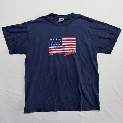D.A.R.E. DARE American Flag T-Shirt Navy Mens Large Y2K Distressed Flag Tee