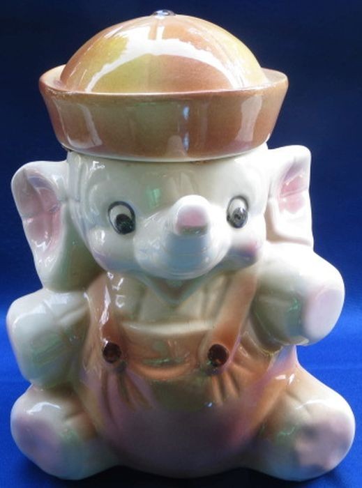 Sailor Elephant American Bisque Cookie Jar Marked USA
