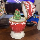 Christmas Tree Music Box Egg Red White Large 7 " Home Accent no box — photo 4