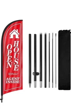 🔥Open House Flag 8FT with Pole Kit, Ground Stake, Signs for Real Estate Agent
