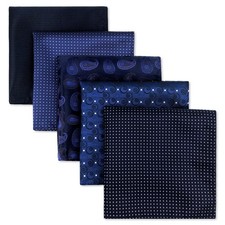 SHLAX WING 5 Pieces Assorted Mens Silk Pocket Square Handkerchiefs Set Lot 24