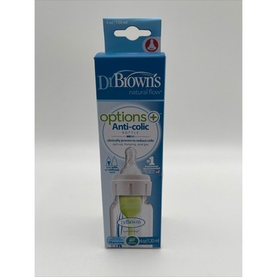 Dr Browns Natural Flow Options+ Anti-Colic Bottle 4oz Narrow SB41098 0m+ NEW