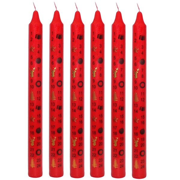 Weihnachten Advent Kerze 6 Verpackt 25Cm Konisch Countdown Party Farbe Fotos Rot-image