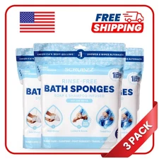 Scrubzz Disposable Bathing Sponges – Unscented Rinse Free Body Wash, 75 Count