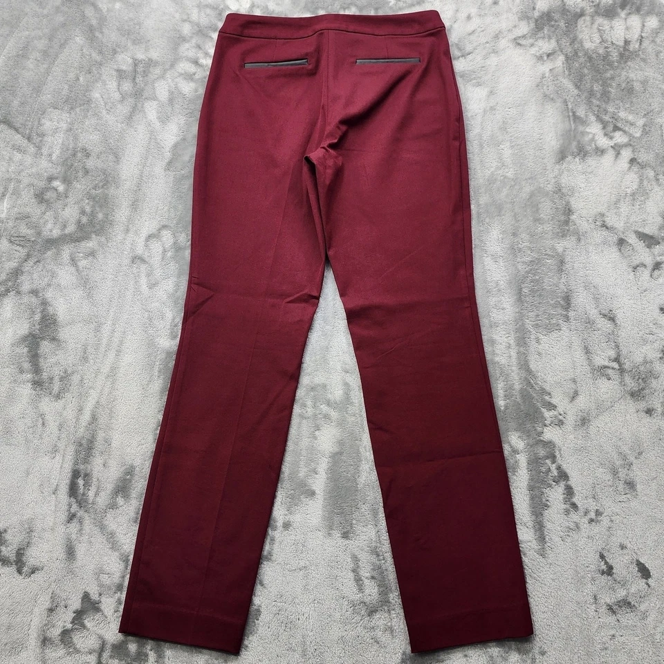 Pantalones Alfani Mujer 4 Rojo Borgoña Negro Imitación Cuero Borde Pierna Recta Oficina Foto 3 de 4