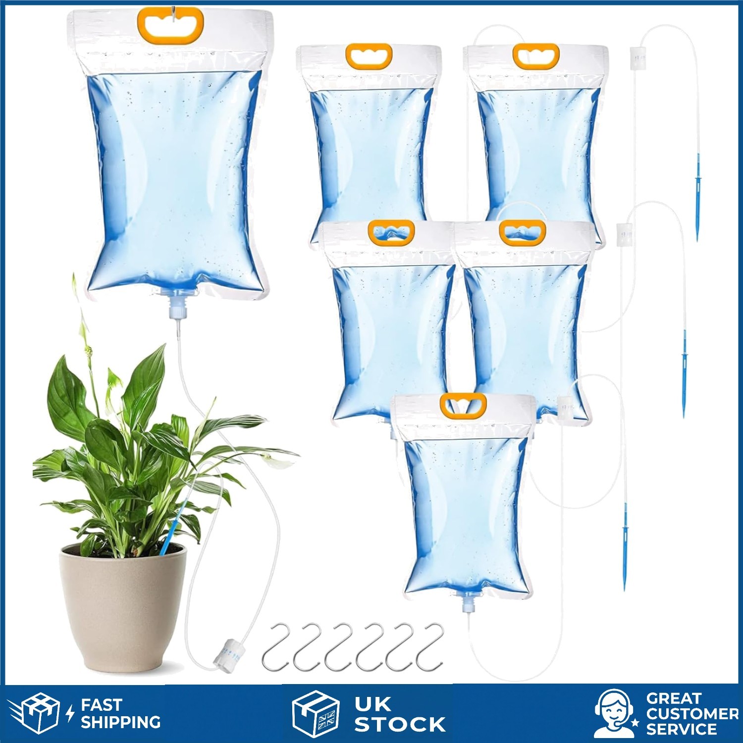 Automatic Self Watering Drip Irrigation Bags with Control Valve 6 Pcs 3.5L