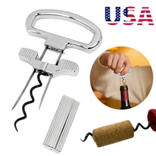 Two-Prong Cork Puller Remover Ah-So Old Wine Opener Multifunction Beer Corkscrew