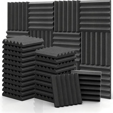 12 96Pcs Acoustic Wall Panels Studio Sound Noise Proofing Insulation Foam Black