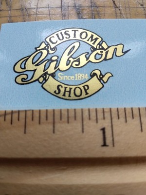 Gibson Custom Shop, back of headstock Premium Waterslide Decal Metallic Gold Ink