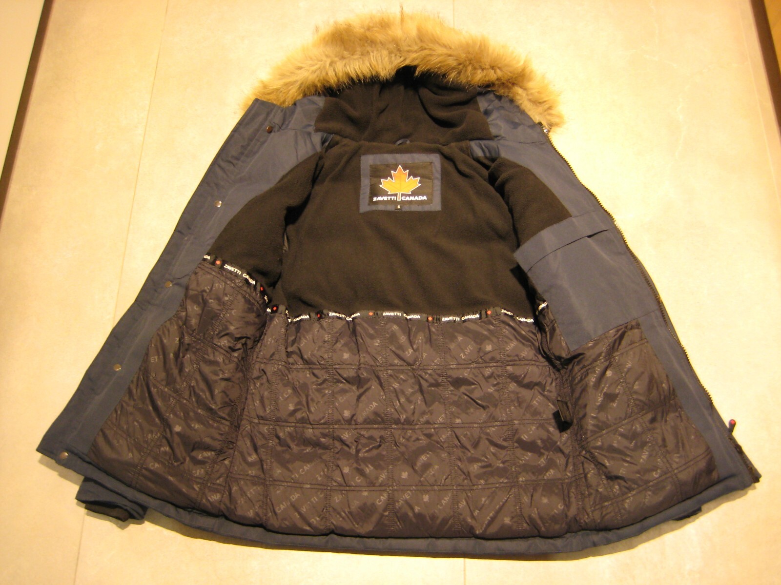 Zavetti Mens Small S Oshawa Puffer Parka Hooded Jacket Coat Navy Blue EXCELLENT image 3