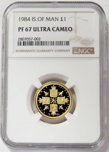 1984 GOLD ISLE OF MAN POUND RARE ONLY 10 MINTED NGC PROOF 67 ULTRA CAMEO