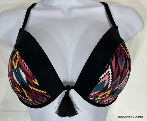 Shade & Shore Push-Up Bügel BH 36D schwarz Flamestitch Tasseled Cross Back - Bild 10 von 10
