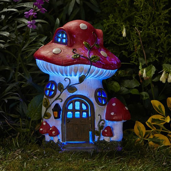 Smart Garden Solar Powered Mush-Room Fairy House LED Garden Decoration