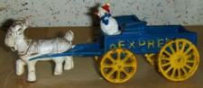 Vintage Toy. Cast Iron EXPRESS Buggy Pulled By a Goat Original paint Made in USA
