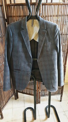 Giacca Sonny Bono – casual uomo monopetto a quadri, paragomiti in camoscio 