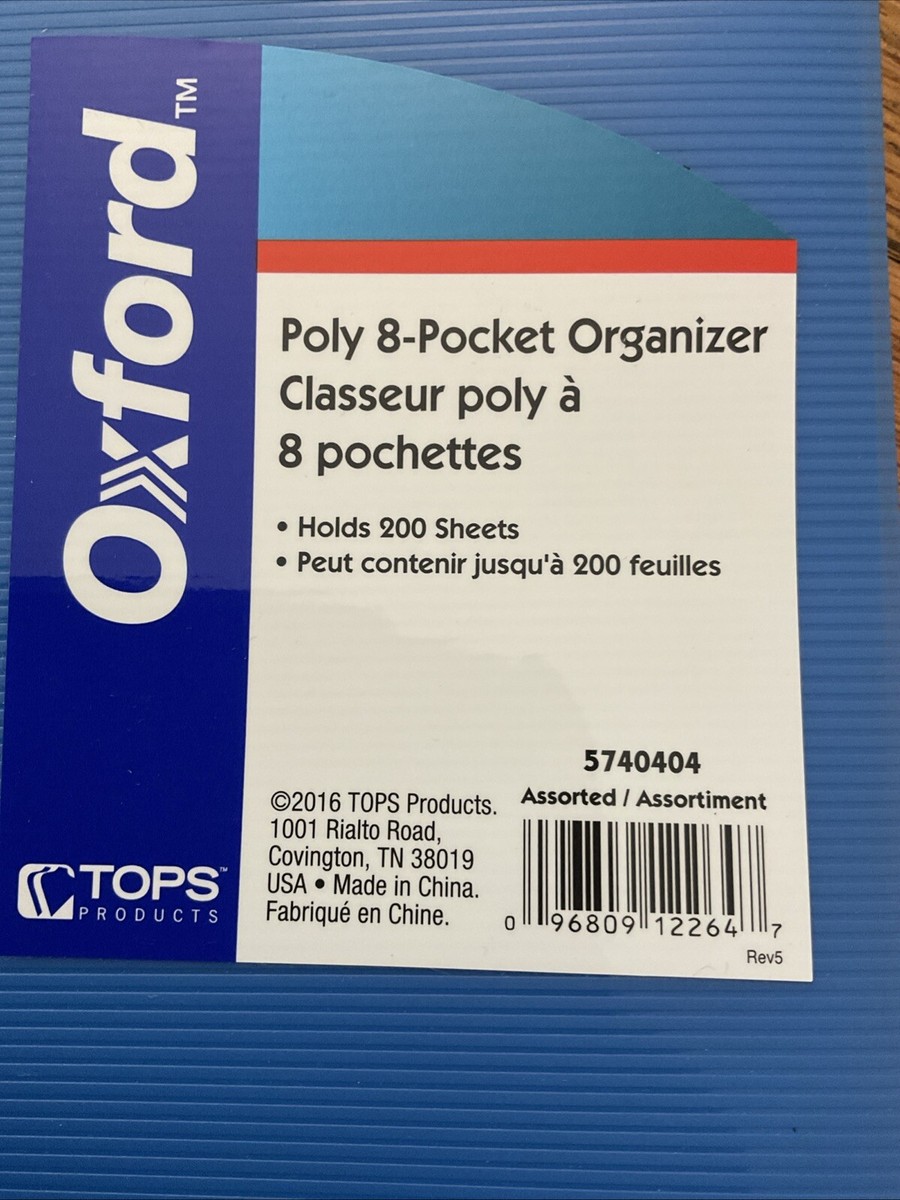 Brand New Oxford Poly 8 Pocket Folder Blue 5740404 School Work