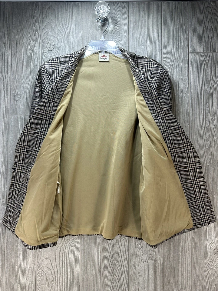 Conjunto de traje falda chaqueta azul diente Bleyle Hounds vintage para mujer talla 14 lana Foto 2 de 4