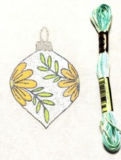 Vintage Glass Ornament Christmas Needlepoint Canvas Hand Painted 18 mesh signed