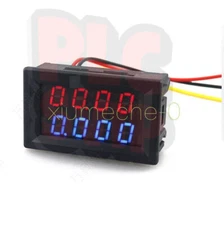 4-Bit DC 0-200V 10A Voltmeter Ammeter Blue+Red LED Amp Dual Volt Meter Gauge