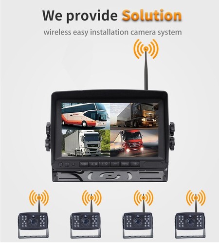 7'' 1080P HD Wireless Rear View DVR Quad Monitor Backup Camera For Truck RV CCD - Picture 10 of 24