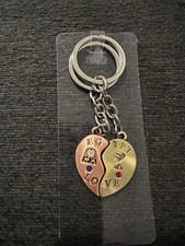 Egyptian metal 2 key chain pharaonic heart 2 halves for him  her