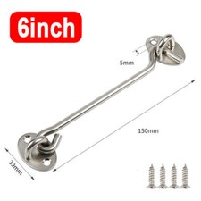 Cabin Hook & Eye Silent Pattern Hook Hold Back Gate or Shed Door Brass or Chrome