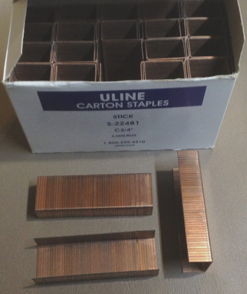 ULINE 1 BOX OF CARTON STAPLES S-22481 C3/4" 2,000 STAPLES PER BOX
