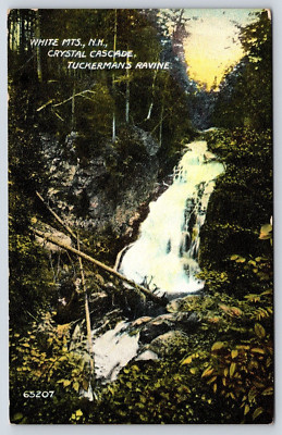 Vintage Postcard White Mountains Crystal Cascade Tuckermans Ravine New Hampshire