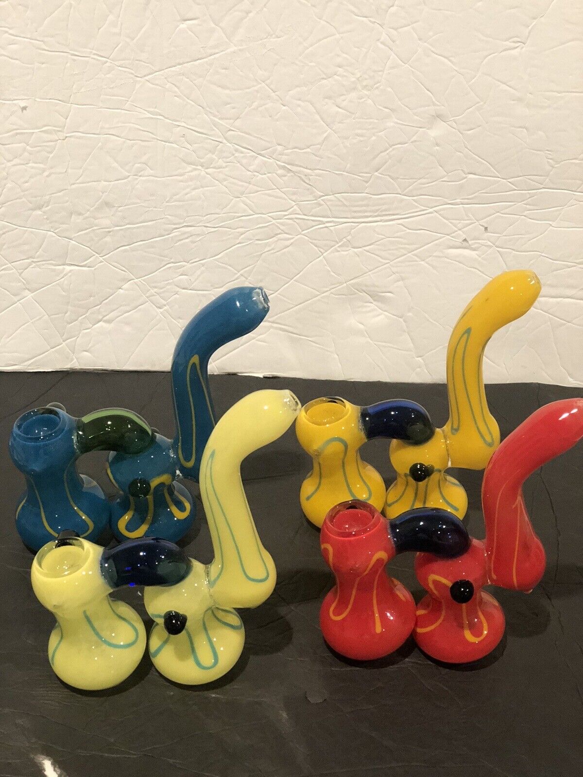  1 Pcs 5” Glass Water Pipe Double Chamber Tobacco Bubbler Bong Assorted Color.