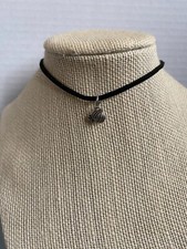Silver Harvest Pumpkin Charm Choker Black Faux Suede Necklace Jewelry Halloween