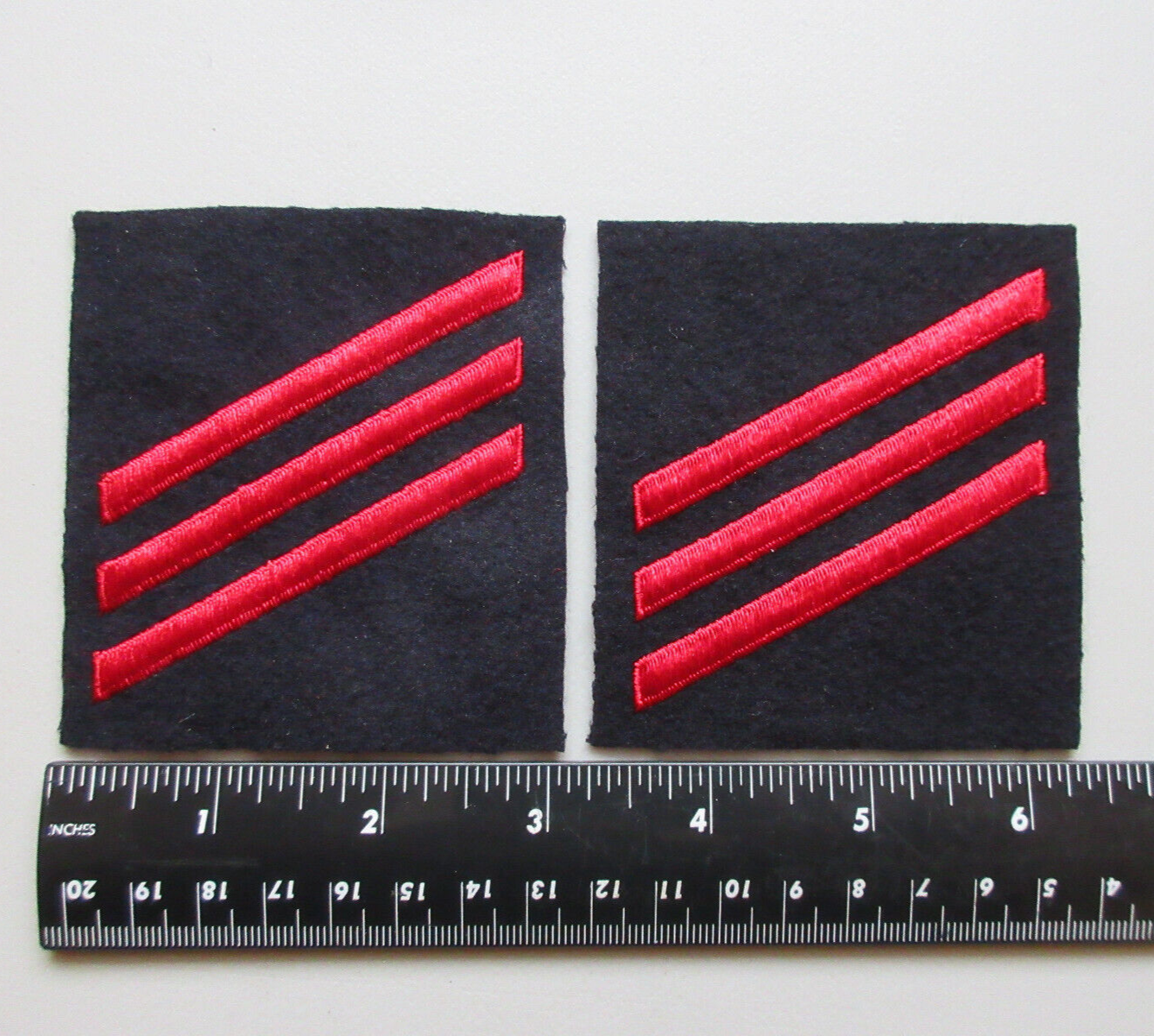 U.S. NAVY FIREMAN RANK RATING STRIPES RED & BLACK MILITARY UNIFORM PATCHES