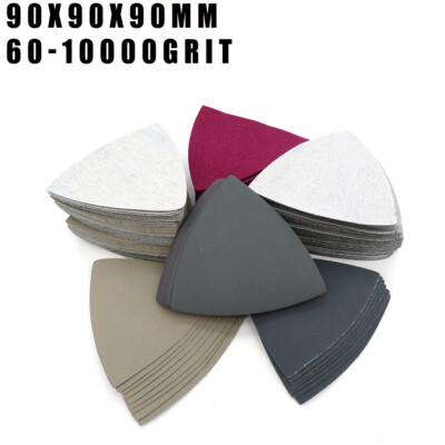 90mm Triangle Sanding Disc Hook And Loop Type Wet And Dry Sandpaper Pad 60-10000