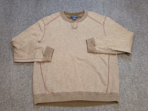 Tommy Bahama Sweater Mens XL Brown Pullover Cotton Lyocell Reversible