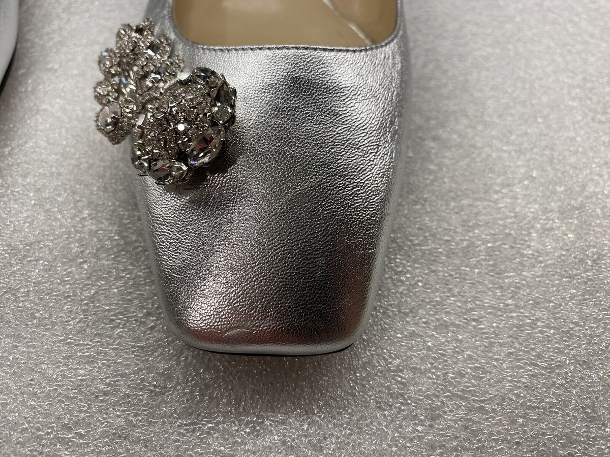jimmy choo mirele flat サイズ37 Jimmy Choo Mirele Flats Silver Napa Leather w/ Crystal Wings