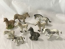 VINTAGE LOT ZEBRA TINY MINIATURE FIGURINES Composition Wade Plastic