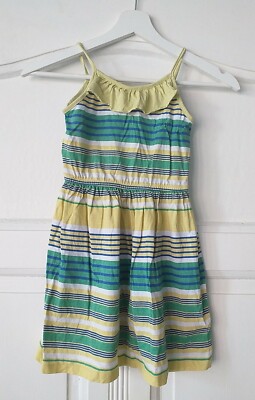 Dopodopo Kleid Hängerchen Gr. 128 gelb-grün gestreift 100% Baumwolle 