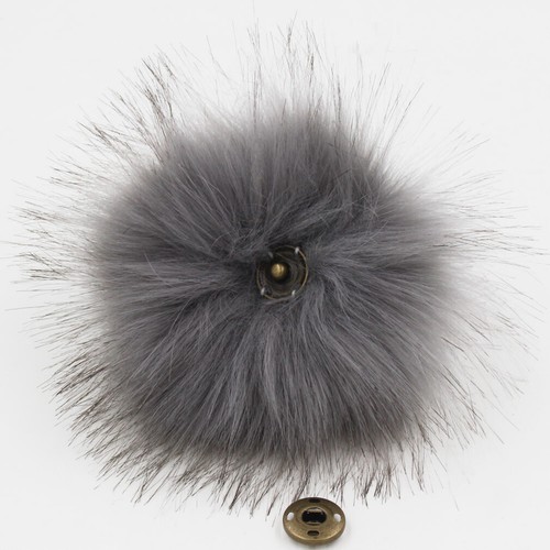 Set of 6 Fluffy 11cm-4.3inch Faux Fur Pom Pom for Beanie Hat w/Press Button - Picture 21 of 41