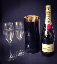Moet Chandon Imperial Champagner Flasche 0,75 12% Vol + 2 Gläser + Metall Kühler