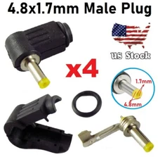 4 Pieces Right Angle 11* 4.8 x 1.7mm DC Power Male Plug Soldering Connector