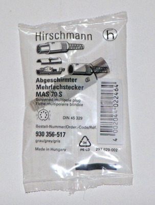 Hirschmann MAS 70 S abgeschirmter Mehrfach-Kabel-Stecker grau 930 356-517 ~ NEU