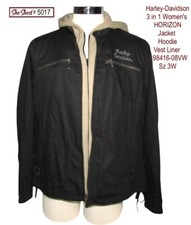 Harley Davidson Jacket Womens 3W Horizon 3 in 1 Hoodie Vest Black 98416-08VW