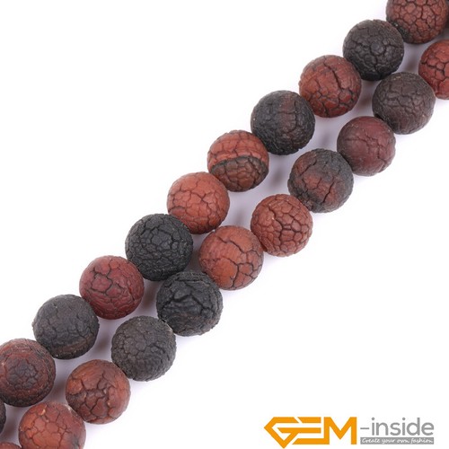 Natural Crack Dream Agate Gemstone Round Matte Beads Jewelry Making 13" Loose - Picture 28 of 38